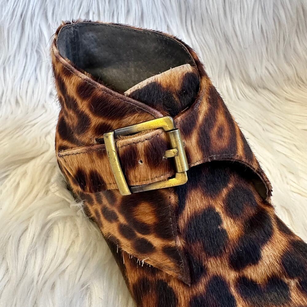 Johnston & Murphy Ankle Chukka Boot Calf Hair Leather Leopard Print Buckle Brown - Picture 7 of 8